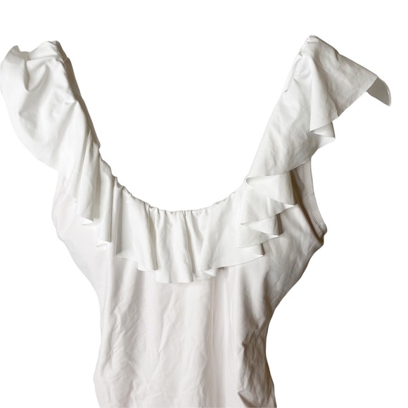 NWT J Crew White Ruffle Scoopback One Piece Swimsuit Size 10 - Picture 6 of 12